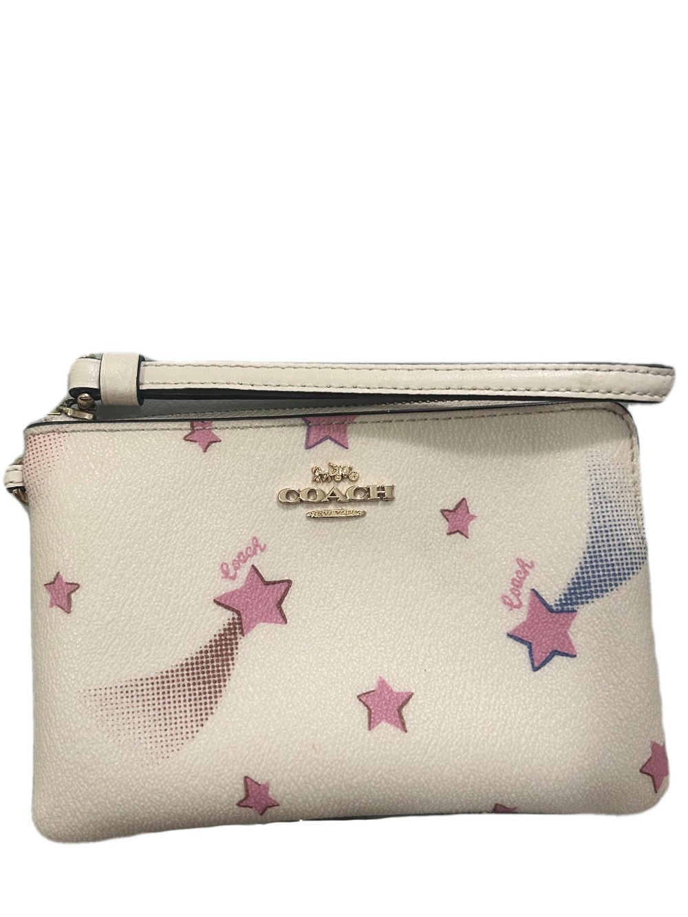 Coach Corner Zip Wristlet Disco shooting star print